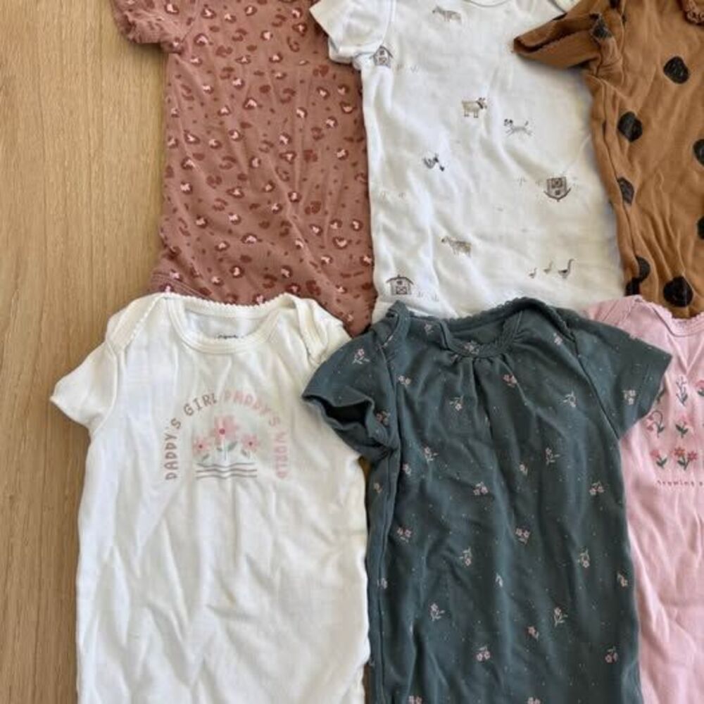Six Carterβs onesies. 6-9 months